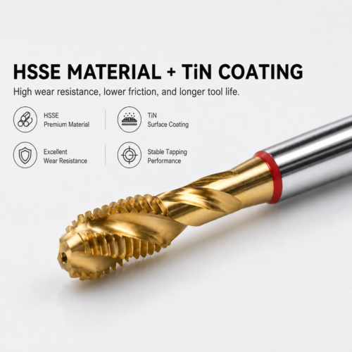HSSE TiN coated spiral flute machine tap with improved wear resistance