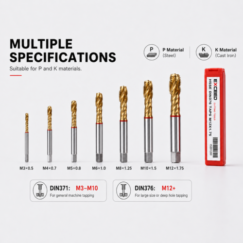 AXSAHI TiN spiral flute machine tap sizes from M3 to M12