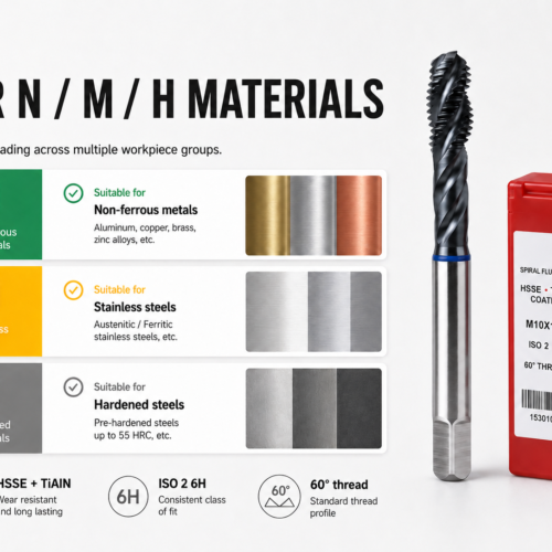 HSSE TiAlN spiral flute tap for selected N M and H material applications
