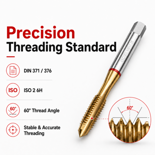 DIN 371 and DIN 376 HSSE TiN spiral point tap with ISO 2 6H tolerance