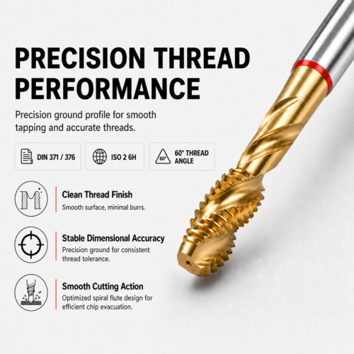 DIN 371 DIN 376 spiral flute tap with ISO 2 6H accuracy and 60 degree thread
