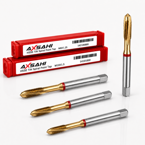 AXSAHI HSSE TiN spiral point machine taps for through holes