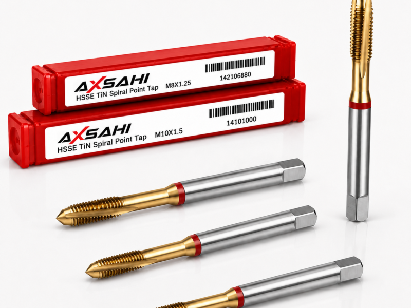 AXSAHI HSSE TiN spiral point machine taps for through holes