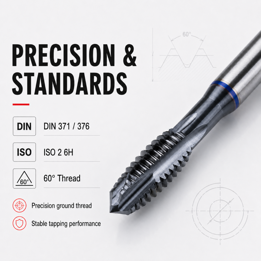 DIN 371 DIN 376 HSSE TiAlN spiral point tap with ISO 2 6H tolerance