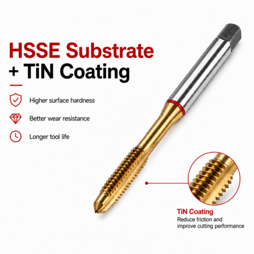 HSSE TiN coated spiral point machine tap with wear resistance and long tool life